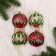 Set of balls plastic D-6 cm, 4 pcs "grenade" red gold