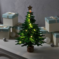 Set for creativity “Green Christmas tree” 18 × 36 × 18 cm, wood, textiles, batteries, glow warm white
