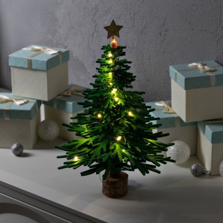 Set for creativity “Green Christmas tree” 18 × 36 × 18 cm, wood, textiles, batteries, glow warm white