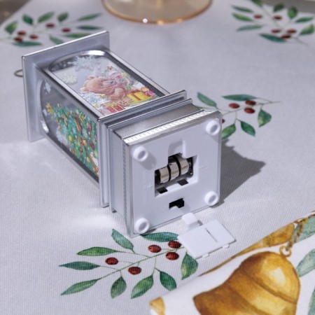 LED figure "Silver Lantern with a bear cub" 5 × 12 × 5 cm, plastic, batteries AG13x3, glow warm white-2