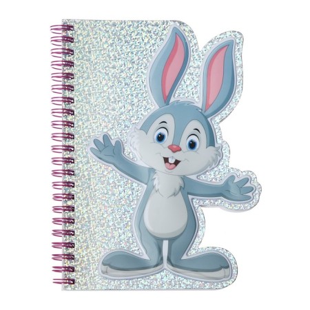 Figure notebook 48 sheets, A6, line, on the crest, holography, voluminous applique "animals", mix-1