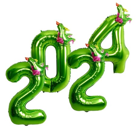 Set of foil balls 40 "2024 - Dragon Year", Salad