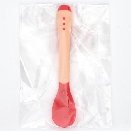 A spoon for feeding, thermal sensitive, red-beige color-4