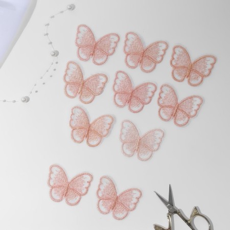 Knitted elements "Butterflies", 5.5 × 4 cm, 10 pcs, pink/chameleon color-1