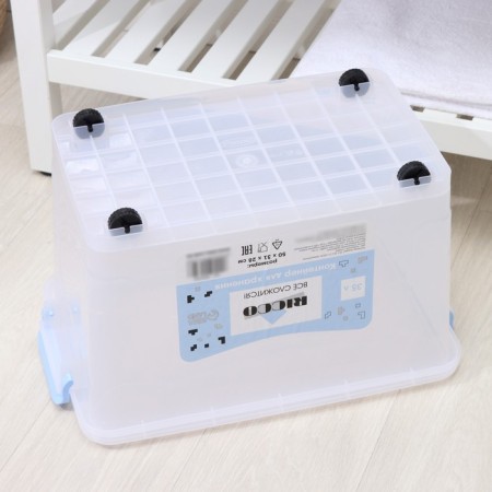Storage container with a lid Ricco, 35 l, 50 × 31 × 28 cm, on wheels, color transparent-8