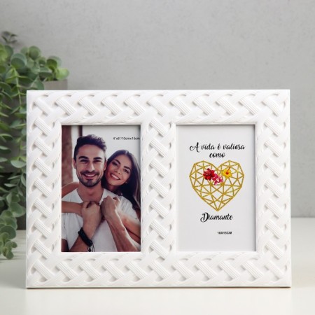 Photo frame plastic in 2 photos 10x15 cm "knitting" white 21x28 cm