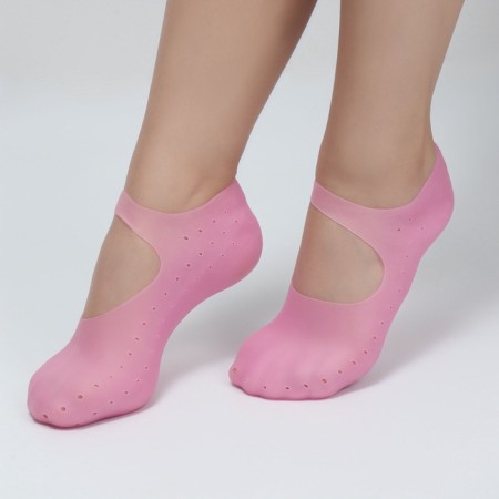 Socks for pedicure, silicone, with perforation, with a strap, size L, pink color-7