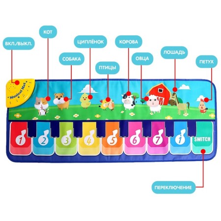 Musical rug "Fun Farm", 100 cm-2