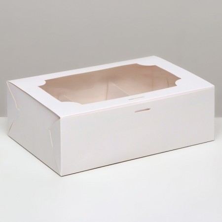 Box for 6 cakes, white, 24 x 16 x 8
