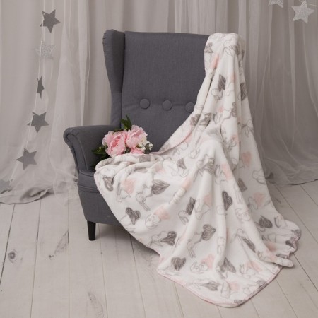 Bunnies and hearts blanket, size 150x200 cm-2