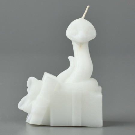 New Year 2025! Interior candle “New Year's collection: a snake with a gift”, white 77 x 61 x 35-3