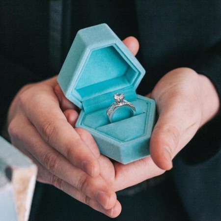 Velvet case for earrings/ring "Crystal", 6.5 × 6, blue color-2
