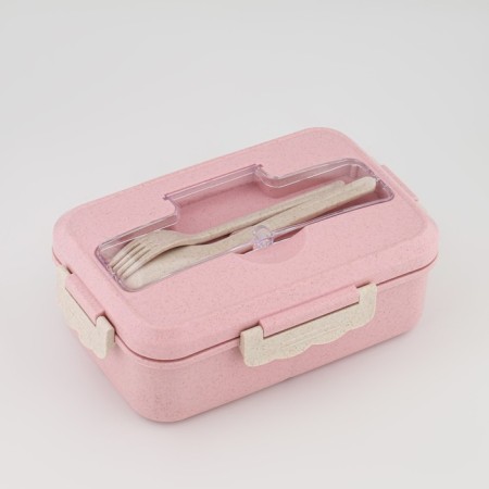 Lunch box, 800 ml, with instruments, 12 x 7.6 x 20 cm, pink-1
