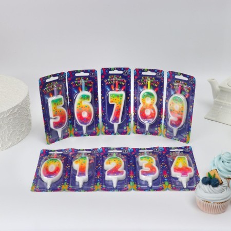 Show Box with candles for the cake numbers "Color Flame", 10.2 cm, 50 pieces-7
