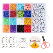 Set for creating jewelry, set 24 colors, 1 pc. - 3 mm, 400 letters, fishing line, fittings, scissors