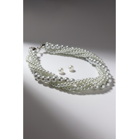 Set 2 objects: earrings, ball d = 1, beads "pearl tourniquet", white color, 45 cm-5