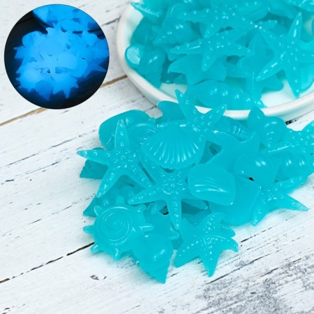 Decorative figures for the aquarium, luminous, "sea inhabitants", 3 - 5 cm, 500 g, blue 986438