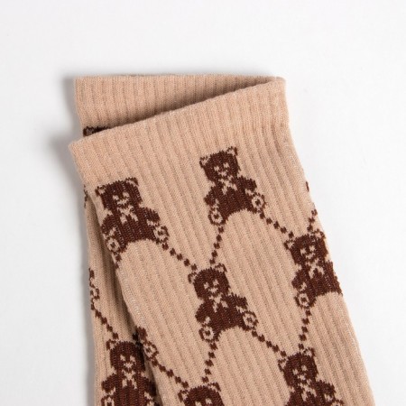 Women's socks, beige color/bears, size 23-25 ​​(37-40)-2