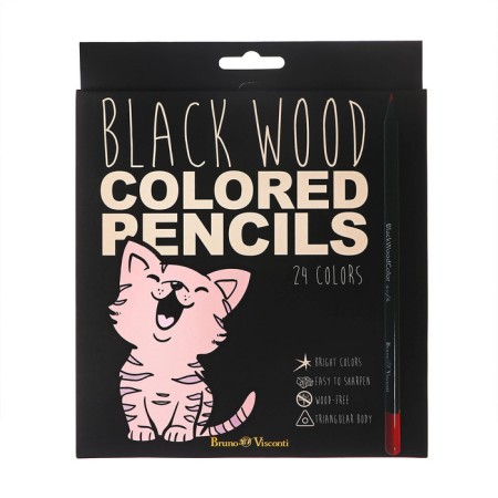 Pencils 24 colors Blackwoodcolor, plastic, three -sided, mix-8