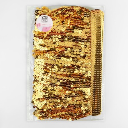 Braid with sequins "fringe", d = 6 mm, 16 cm, 4.5 ± 0.5 m, gold color-2