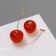 Earrings plastic "Berry" Cherry, Pink color in gold