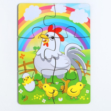 Puzzle "Chicken and Rainbow" 6 elements-1