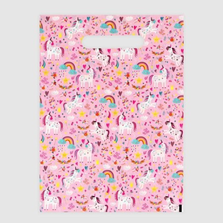 Polyethylene package with a trim “Unicorn”, on pink, 50 μm 30 x 40 cm