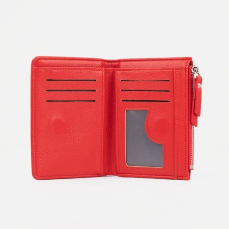 Women's wallet on magnet, red color-3