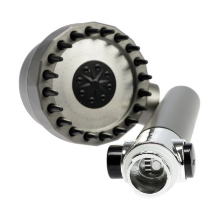Shower watering can Zein Z3550, D = 80 mm, 3 modes, with massage cloves, button "Stop", graphite-9
