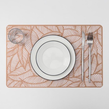 Serving napkin on the table “Leaves”, 43 × 28 cm, metallic color brown-1