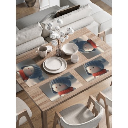 A set of napkins for setting the table "Cute Bunny", rectangular, rounded edges, size 30x46 cm, 4 pcs