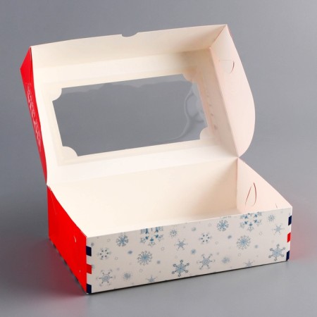 New Year. Folding box, confectionery packaging with the New Year Mail window, 25 x 15 x 7 cm-4