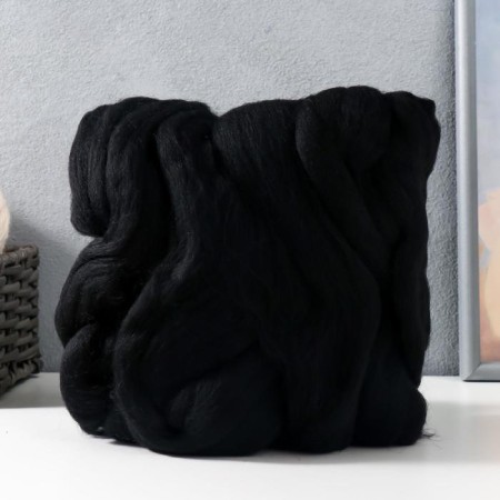 Fasting wool 100% half -toned wool 100g (02 black)