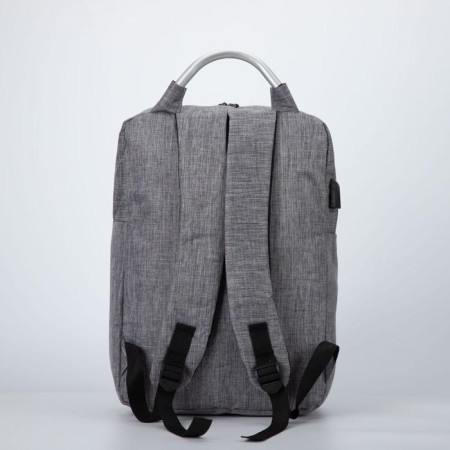 Youth backpack made of textiles, external pocket, gray color-1