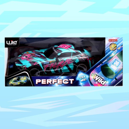 Radio controlled car Perfect, light effects, works on batteries, turquoise color-9