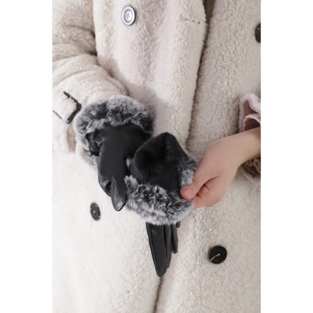 Female gloves, size 7.5, without insulation, black color-4