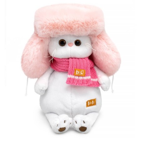 Soft toy "Lee" in a fur hat and scarf, 24 cm LK24-166