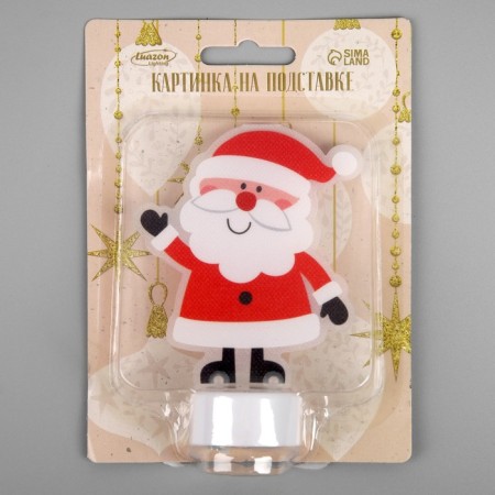 Light picture on the stand "Santa Claus" 11 cm, batteries, glow warm white-3