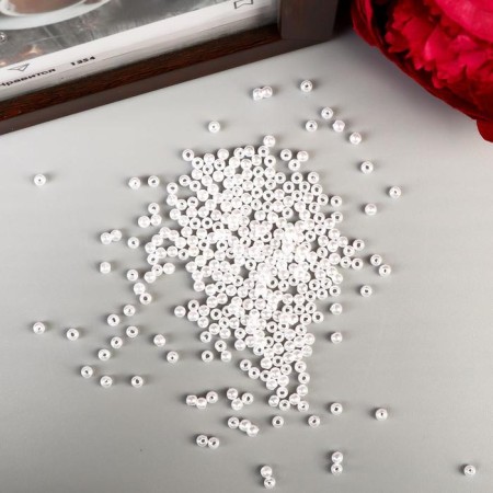 Beads for creativity plastic "White Pearls" set 15 grams d = 0.3 cm