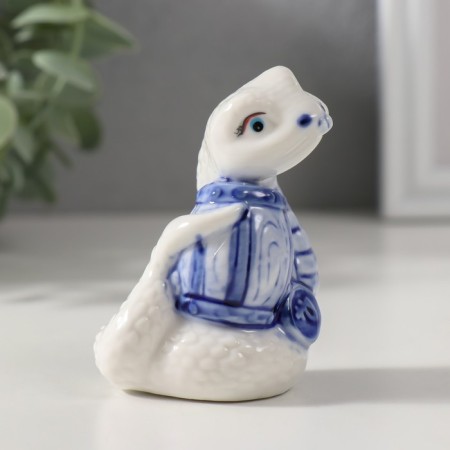 Souvenir Ceramics "Snake with Treasure" White-blue set 3 pcs 4.5x4.8x7 cm-2