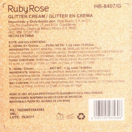 Schine Gold, Ruby Rose cream glitter palette, 9 shades-1