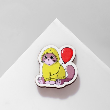Brooch wooden "cat" it, color