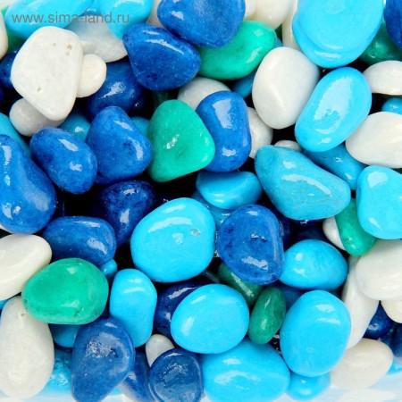 Soil for the aquarium (5-10 mm) Blue-blue-white-turquoise, 350 g