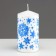 Candle - New Year's "Snowflakes" cylinder, 5x10 cm, white with blue