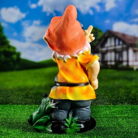 Garden figure "Dwarf with a frog" 20x27x50 cm-2