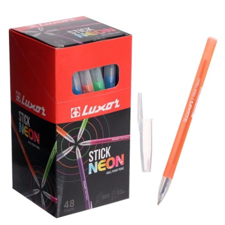 Ballic handle Luxor 1230/48BX Stick Neon, Node 1.0 mm, blue ink, mix, price per pcs.-4