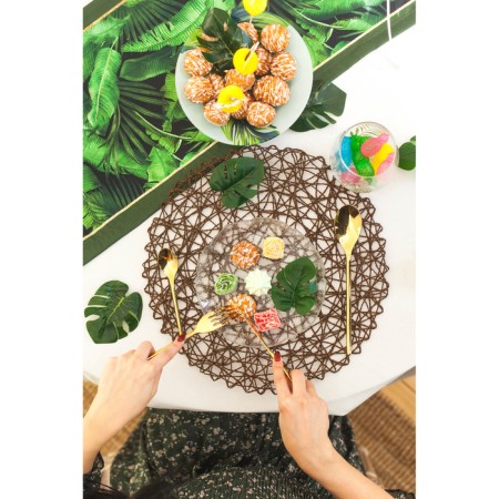 Serving napkin on the table "Dandelion", 38 × 38 cm, brown color-4