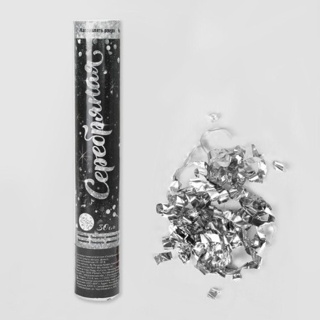 Pneumatic clap "silver", foil, serpentine, 30 cm-1