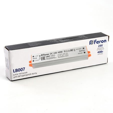 Electronic transformer for 24 W LED tape, Feron, LB007, 1.6A, 40 W-4
