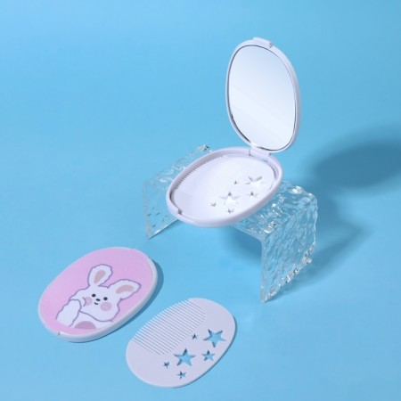 Mirror folding "bunny", with a comb, 6.5 × 9.5 cm-7